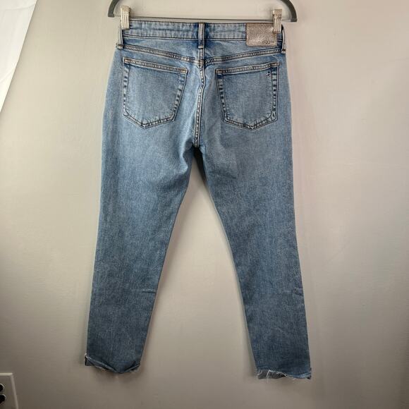 Rag & Bone Dre Slim Blue Boyfriend Jeans Cotton Denim Cuff Hem Skinny Leg Sz 24 - Picture 7 of 11
